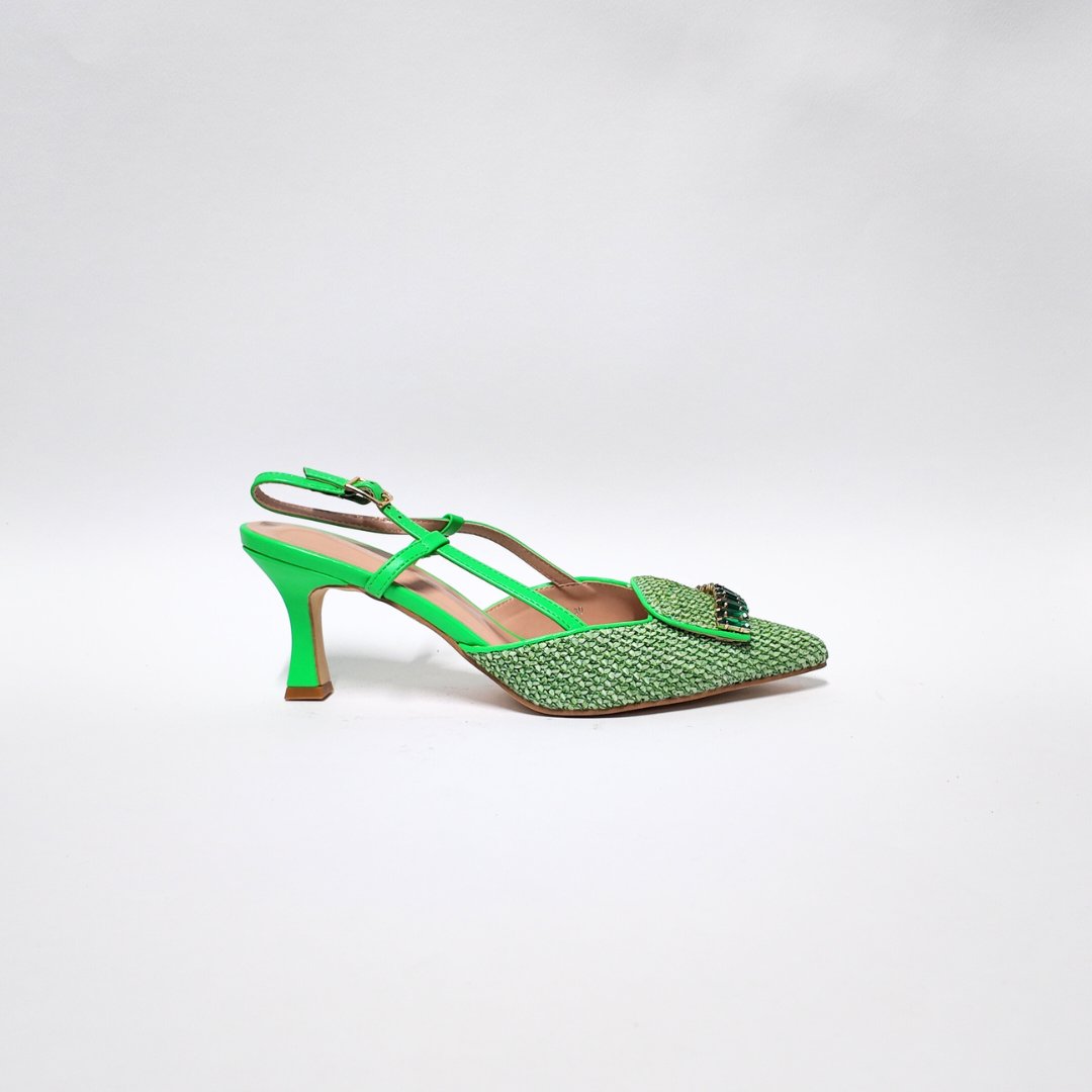 Slingback Raffia Verde