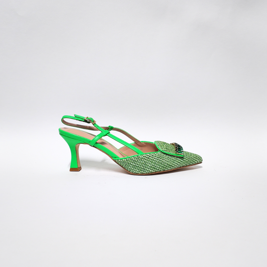 Slingback Raffia Verde