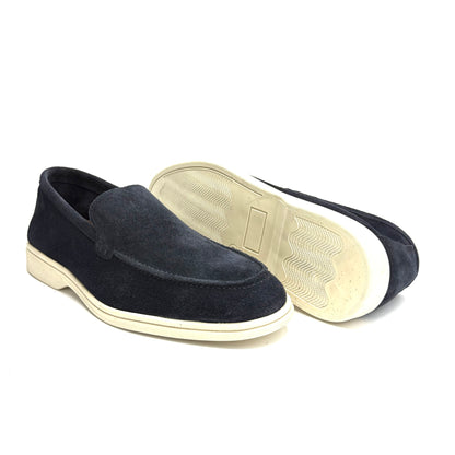 Mocassino in Pelle Scamosciata Blu Marino