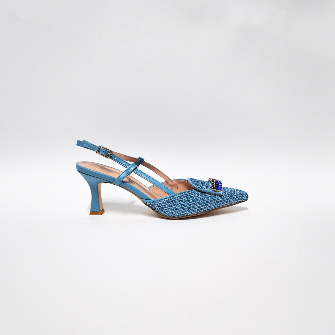 Slingback Raffia Azzurro