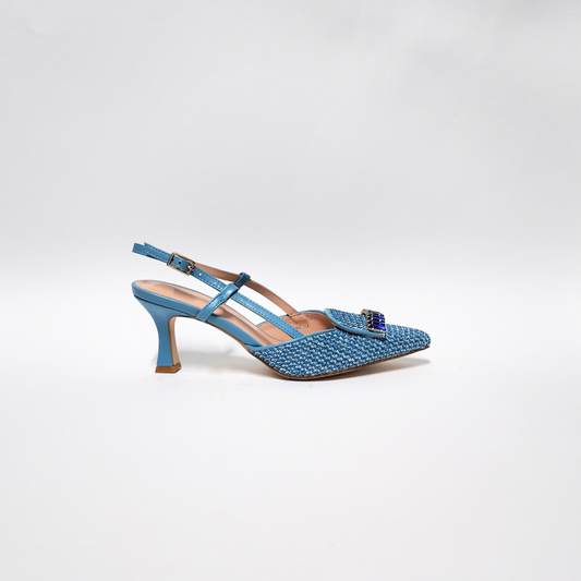 Slingback Raffia Azzurro