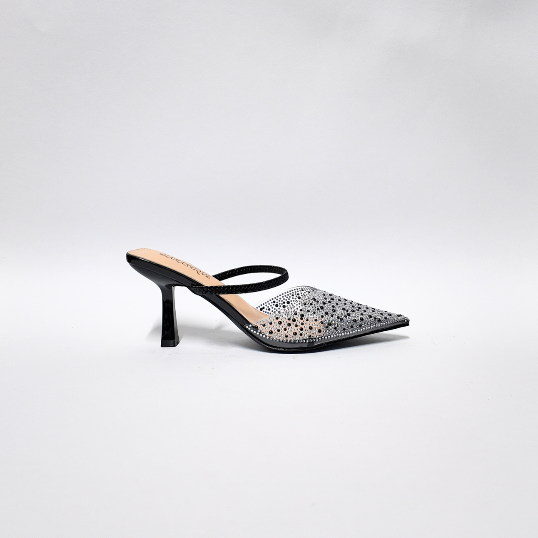 Slingback Glitter Nero