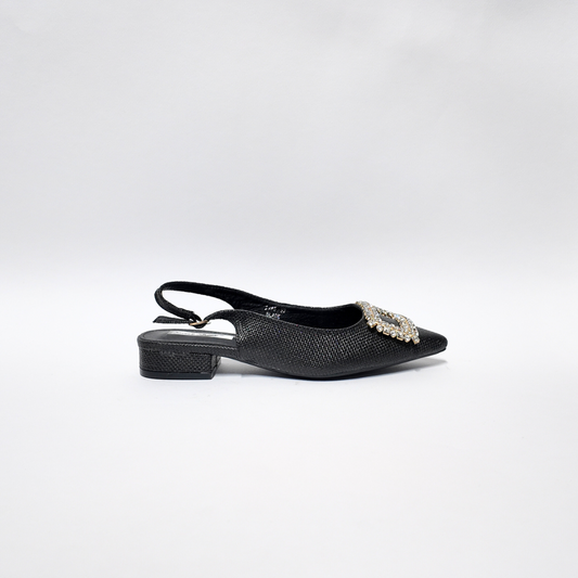 Slingback Raffia Nero