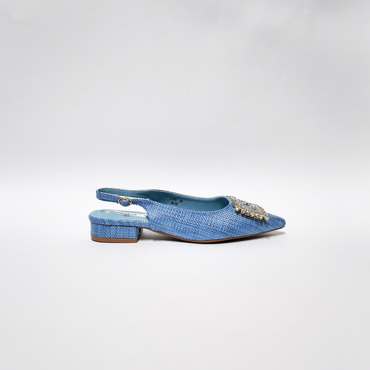Slingback Raffia Azzurro