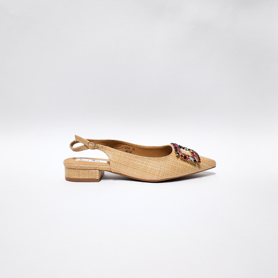 Slingback Raffia Cuoio