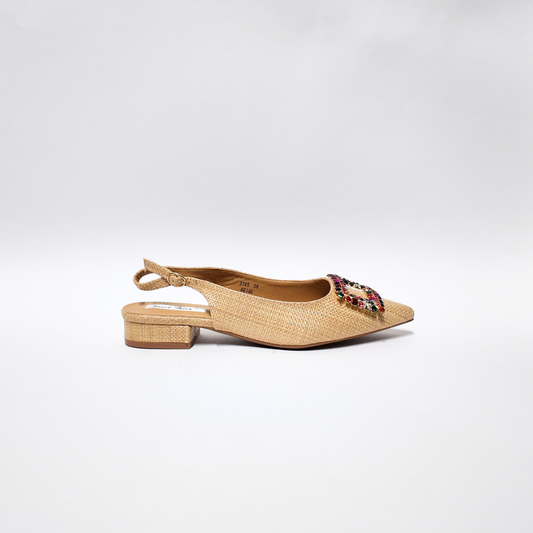 Slingback Raffia Cuoio