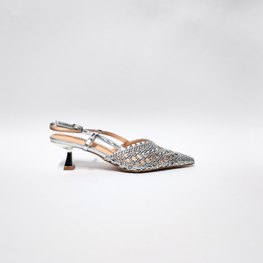 Slingback Rete Argento