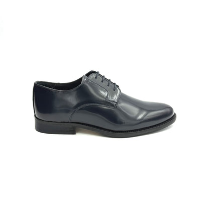 Derby SemiLucido Blu Suola in Cuoio