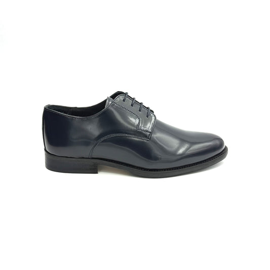 Derby SemiLucido Blu Suola in Cuoio