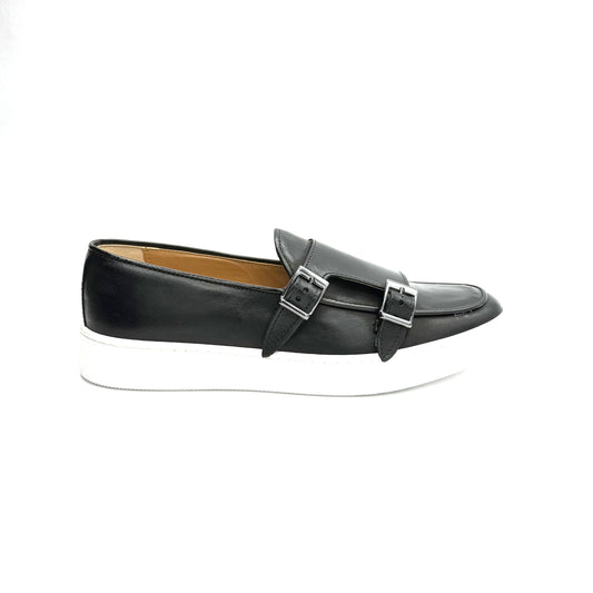 Mocassino Fibbie in Pelle di Vitello Nero