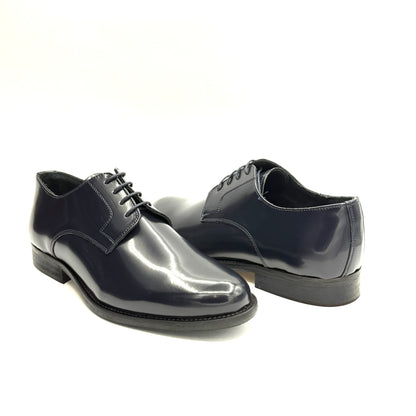 Derby SemiLucido Blu Suola in Cuoio