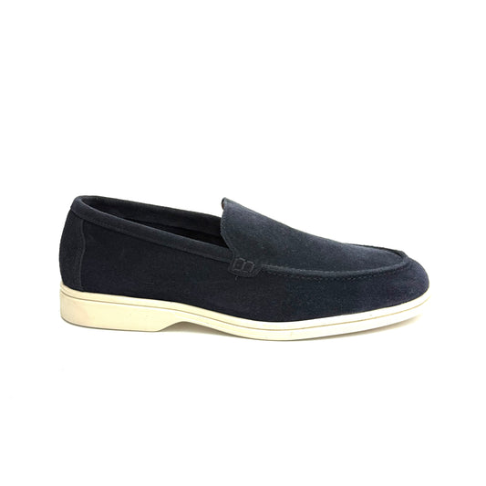Mocassino in Pelle Scamosciata Blu Marino