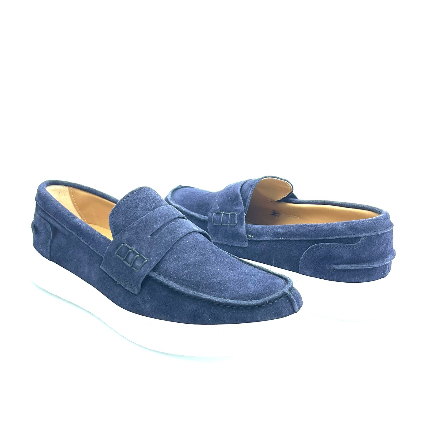 Mocassino College in Pelle Scamosciata Blu Marino